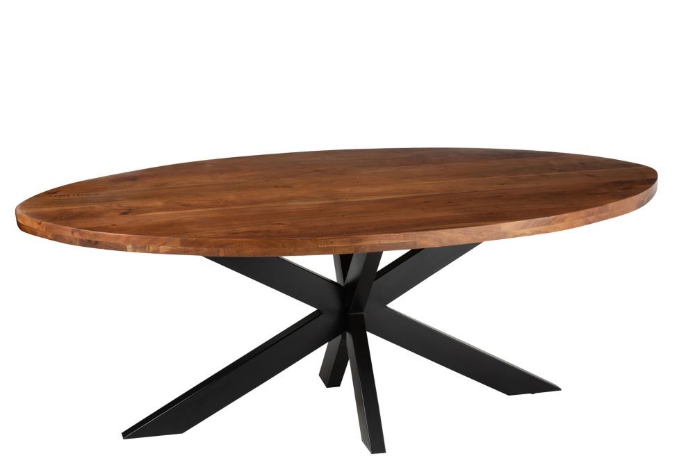 Tmavě hnědý oválný jídelní stůl s deskou z akáciového dřeva Gerard Acacia - 210*110*76 cm J-Line by Jolipa - LaHome - vintage dekorace