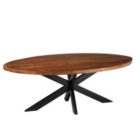 Tmavě hnědý oválný jídelní stůl s deskou z akáciového dřeva Gerard Acacia - 210*110*76 cm J-Line by Jolipa