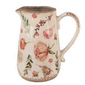 Béžový keramický džbán s růžovými květy Olia M - 17*12*18 cm Clayre & Eef