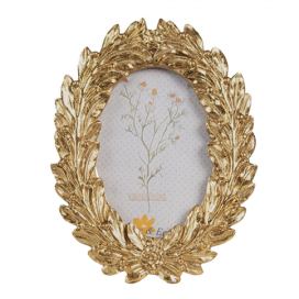 Zlatý antik oválný fotorámeček v barokním stylu - 10*2*13 cm / 7*9 cm Clayre & Eef