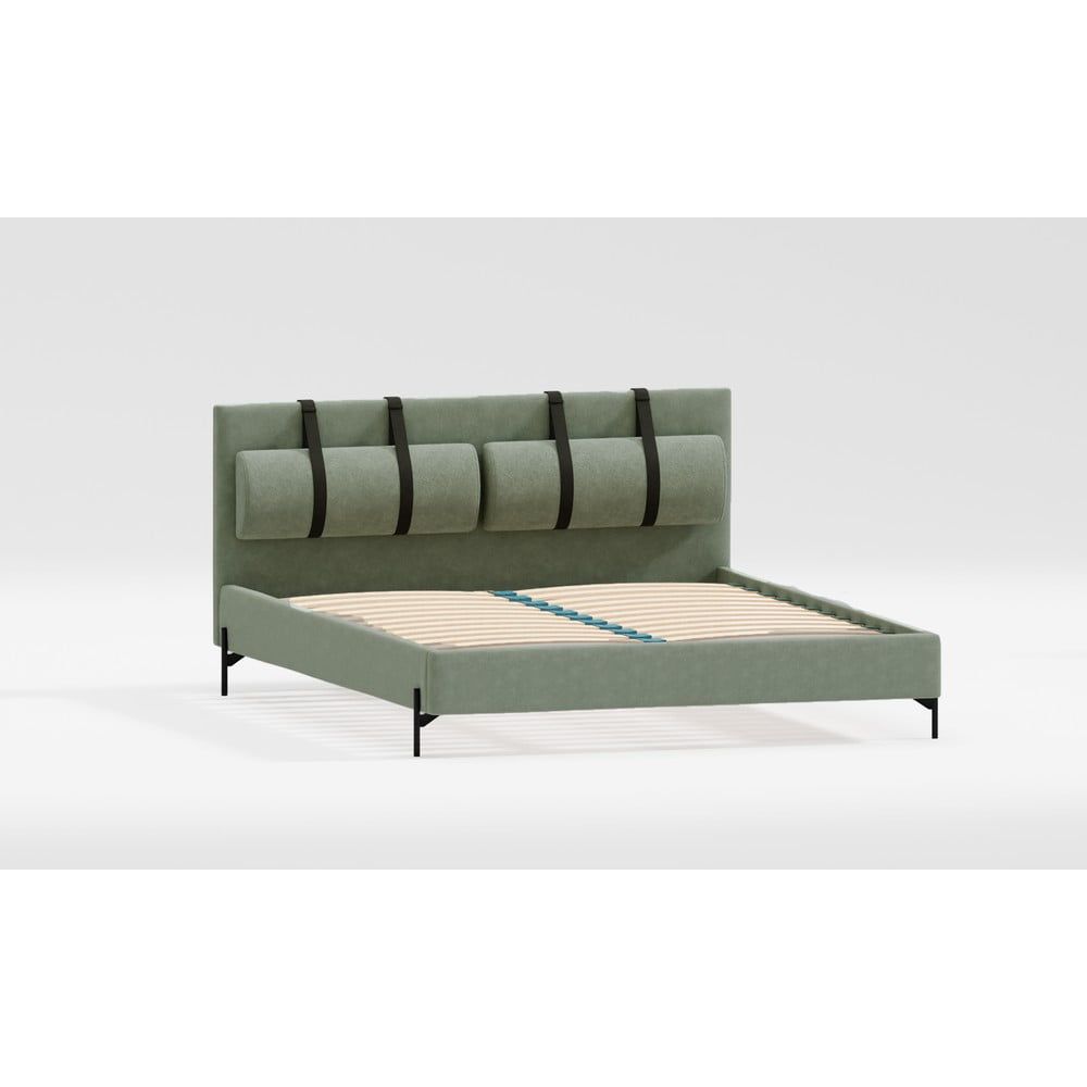 Zelená čalouněná dvoulůžková postel s roštem 160x200 cm Tulsa – Ropez - Bonami.cz