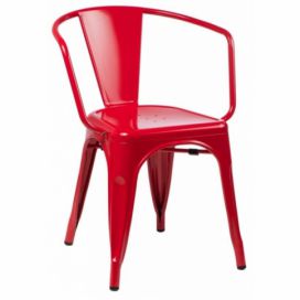 Jídelní židle Paris Arms inspirovaná Tolix červená  96design.cz