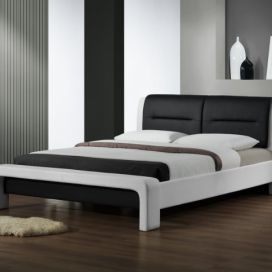 HALMAR Čalouněná postel Cassandra 160x200 dvoulůžko - bílo-černá