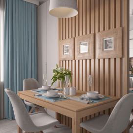 Jídelní stůl s dřevěným panelem Pavlina Musilová