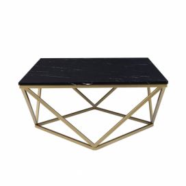 Konferenční stolek s mramorovým efektem černý/zlatý MALIBU