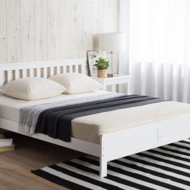 Bílá dřevěná postel s rámem MAYENNE 160x200 cm