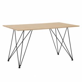 Jídelní stůl barva světlého dřeva a černá 140 x 80 cm KENTON