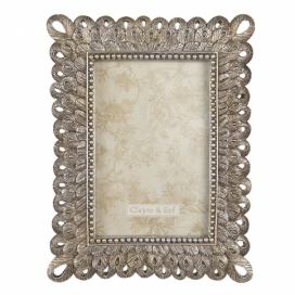 Stříbrný vintage fotorámeček s pavími pery - 17*2*22 cm / 10*15 cm Clayre & Eef LaHome - vintage dekorace