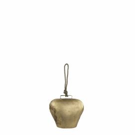 Zlatý antik plechový zvonek ve tvaru kravského zvonu - 9*5*10cm Mars & More