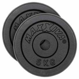 MAXXIVA Sada závaží na činky 2 x 5 kg, litina, černá