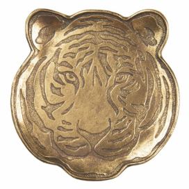 Zlatý dekorační tácek hlavy tygra - 14*1*14 cm Clayre & Eef
