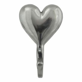 Kovový stříbrný nástěnný háček Srdce - 8*3*13cm Mars & More