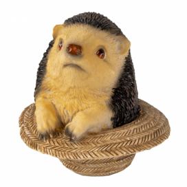 Dekorativní soška ježka v klobouku - 8*8*9 cm Clayre & Eef LaHome - vintage dekorace