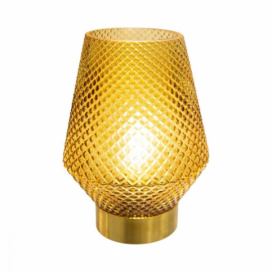Atmosphera LED stolní lampa, sklo, 17 cm, žlutá