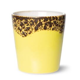Žluto-hnědý retro hrnek na kávu Coffee 70s Solar - Ø7,5*8cm / 180ml  HKLIVING