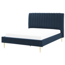 Sametová postel 140 x 200 cm modrá MARVILLE