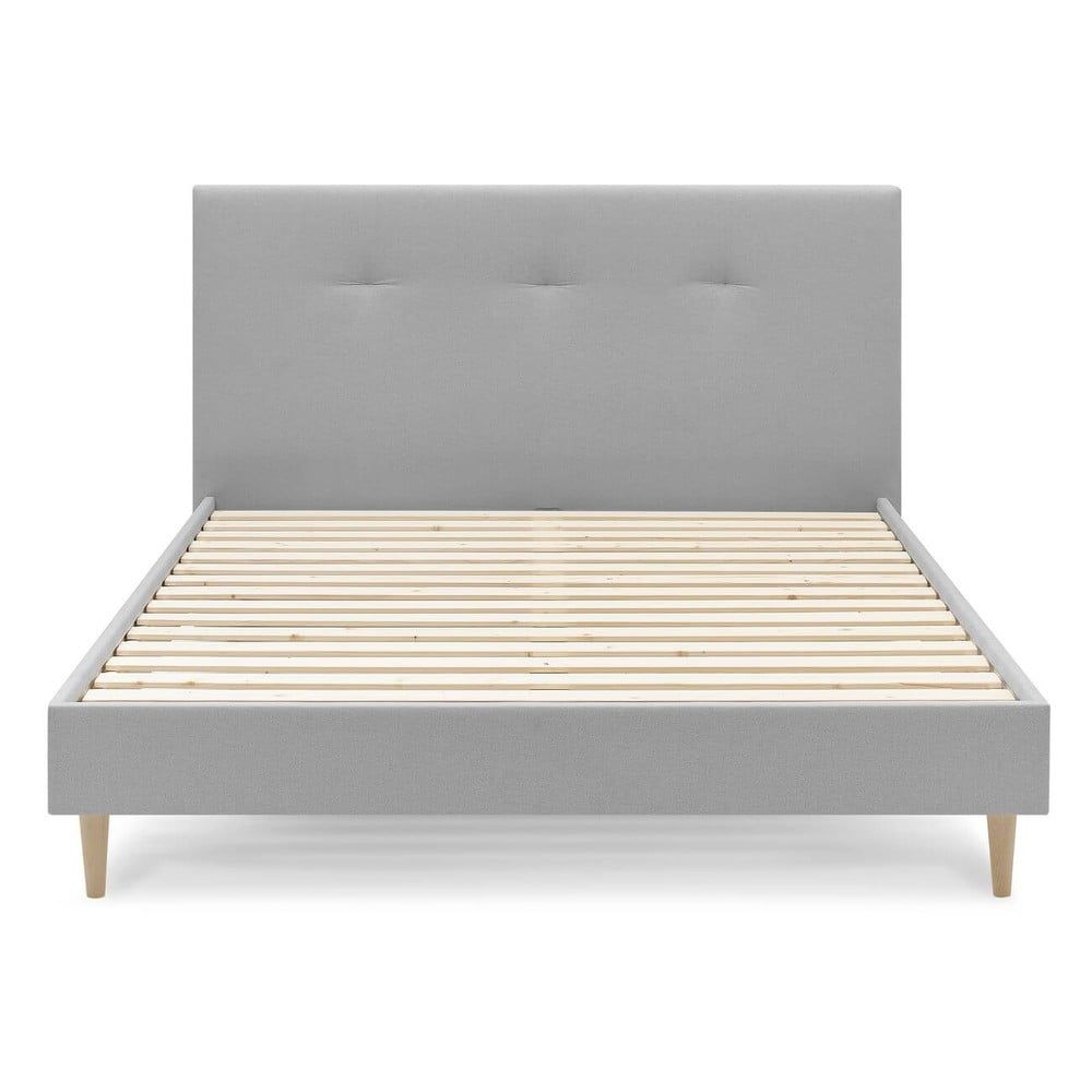 Světle šedá čalouněná dvoulůžková postel s roštem 160x200 cm Tory – Bobochic Paris - Bonami.cz