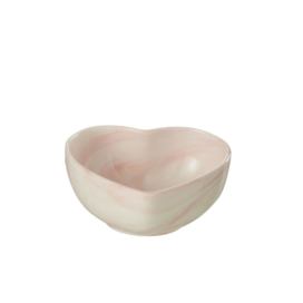 Krémovo-růžová porcelánová miska ve tvaru srdce Heart -  9*8*4 cm J-Line by Jolipa